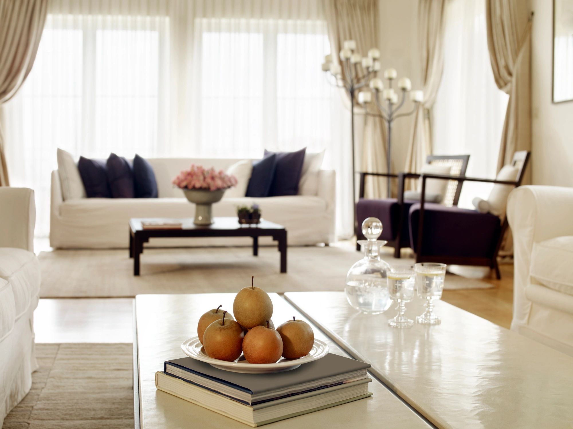 Modern vacation rental living room with stylish seating
